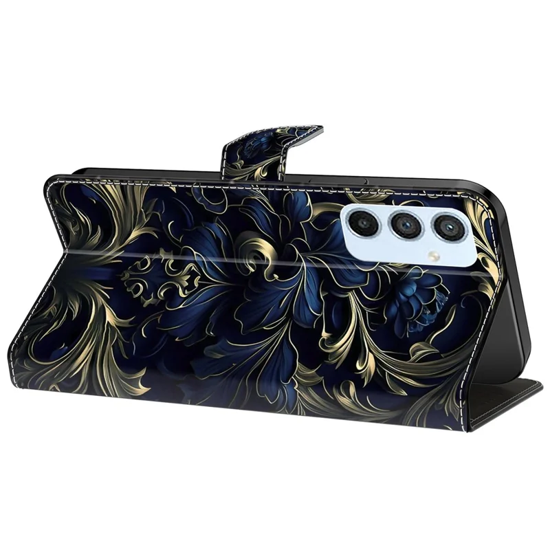 For Samsung Galaxy A54 5G Case PU Leather Stand Magnetic Clasp Pattern Printing Phone Cover - Blue Flower