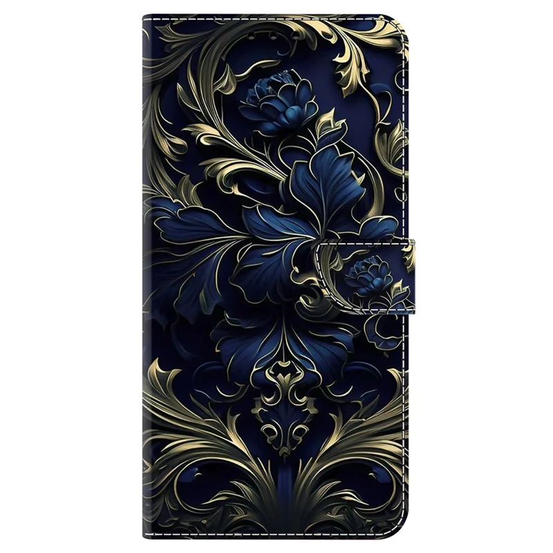 For Samsung Galaxy A54 5G Case PU Leather Stand Magnetic Clasp Pattern Printing Phone Cover - Blue Flower