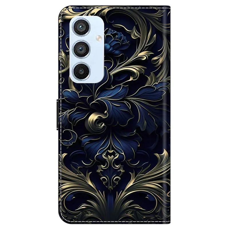 For Samsung Galaxy A54 5G Case PU Leather Stand Magnetic Clasp Pattern Printing Phone Cover - Blue Flower