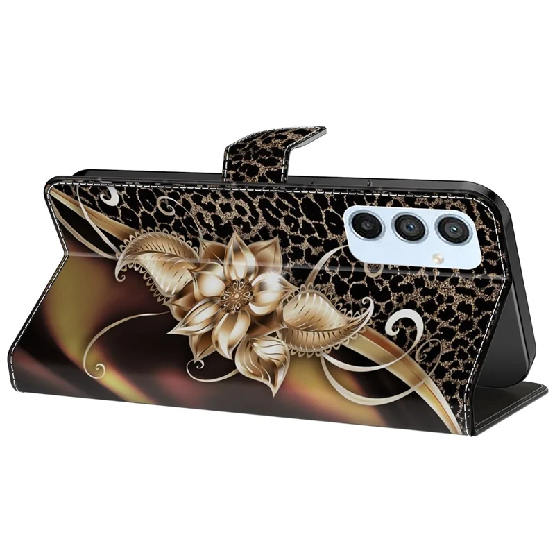 For Samsung Galaxy A54 5G Case PU Leather Stand Magnetic Clasp Pattern Printing Phone Cover - Metal Flower