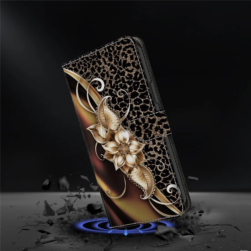 For Samsung Galaxy A54 5G Case PU Leather Stand Magnetic Clasp Pattern Printing Phone Cover - Metal Flower