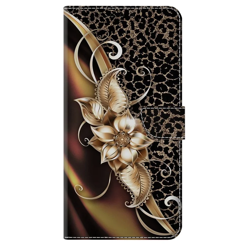 For Samsung Galaxy A54 5G Case PU Leather Stand Magnetic Clasp Pattern Printing Phone Cover - Metal Flower