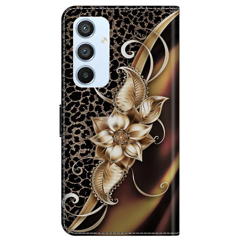 For Samsung Galaxy A54 5G Case PU Leather Stand Magnetic Clasp Pattern Printing Phone Cover - Metal Flower