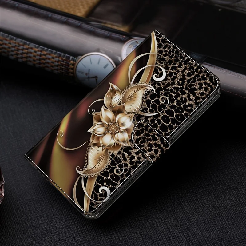 For Samsung Galaxy A54 5G Case PU Leather Stand Magnetic Clasp Pattern Printing Phone Cover - Metal Flower