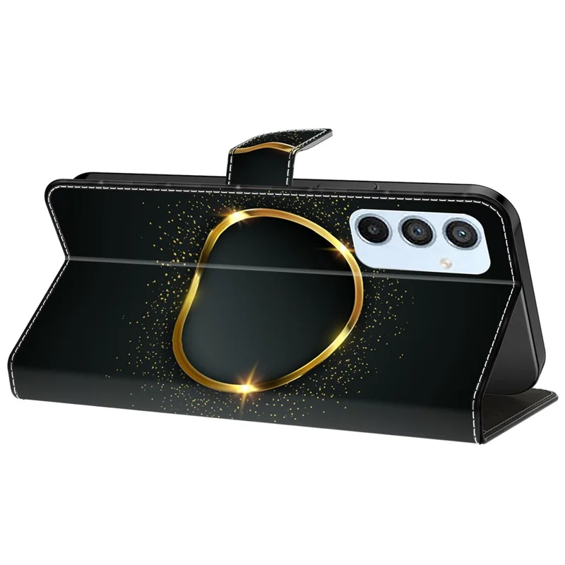 For Samsung Galaxy A54 5G Case PU Leather Stand Magnetic Clasp Pattern Printing Phone Cover - Gold Ring