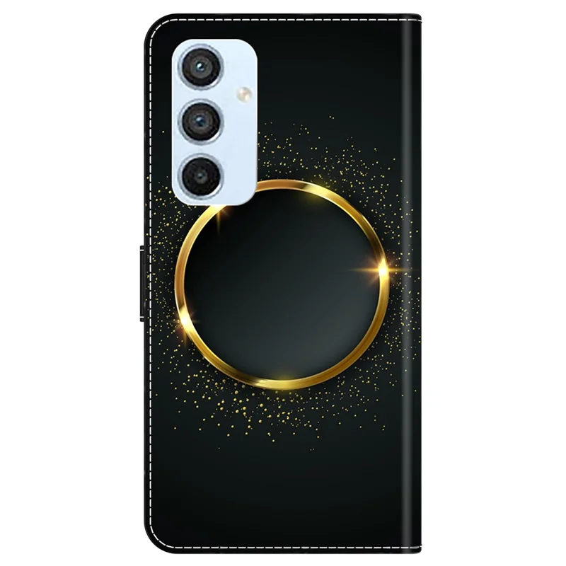 For Samsung Galaxy A54 5G Case PU Leather Stand Magnetic Clasp Pattern Printing Phone Cover - Gold Ring