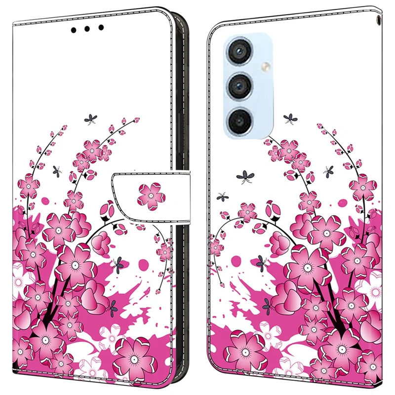 Für Samsung Galaxy A54 5G Case PU-Leder-Ständer Magnetischer Verschluss Musteraufdruck Handyhülle - Blumranke
