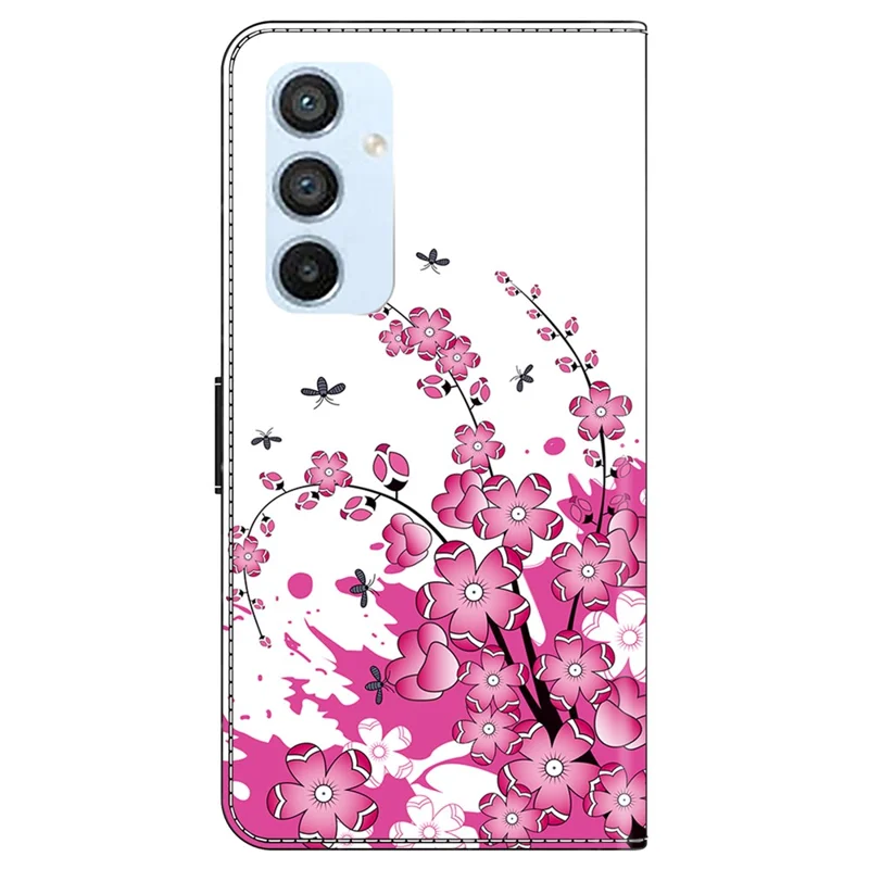 Für Samsung Galaxy A54 5G Case PU-Leder-Ständer Magnetischer Verschluss Musteraufdruck Handyhülle - Blumranke