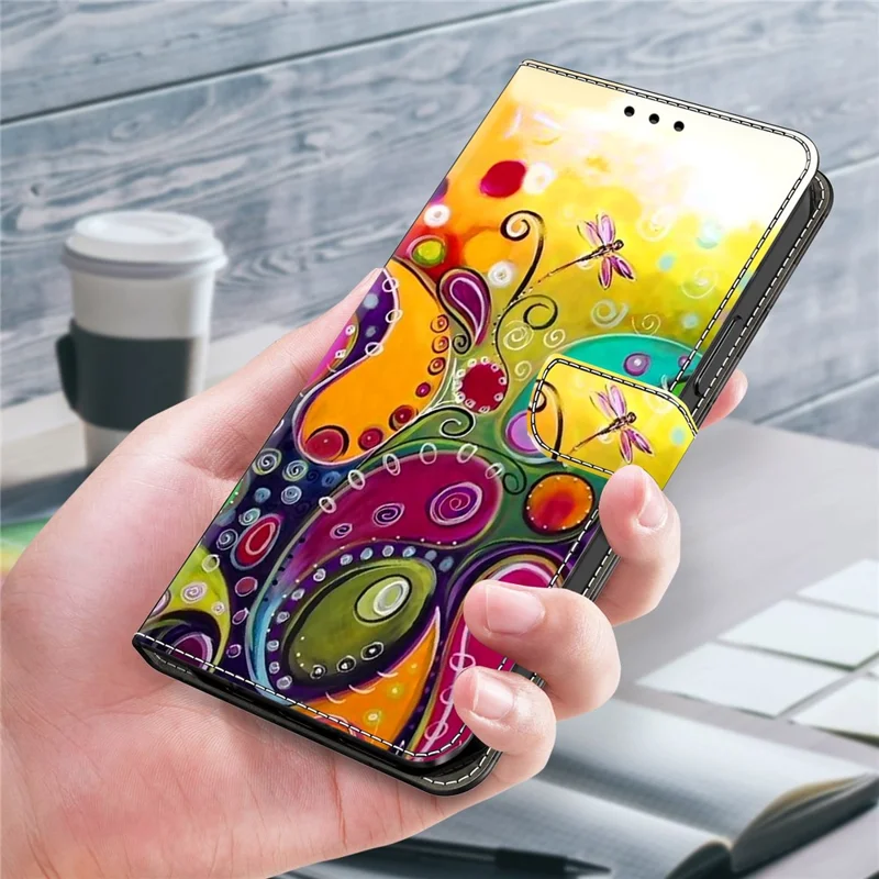 For Samsung Galaxy A52 4G / 5G / A52s 5G Case Pattern Printing Flip Folio Leather Phone Cover - Colorful Flower Vine
