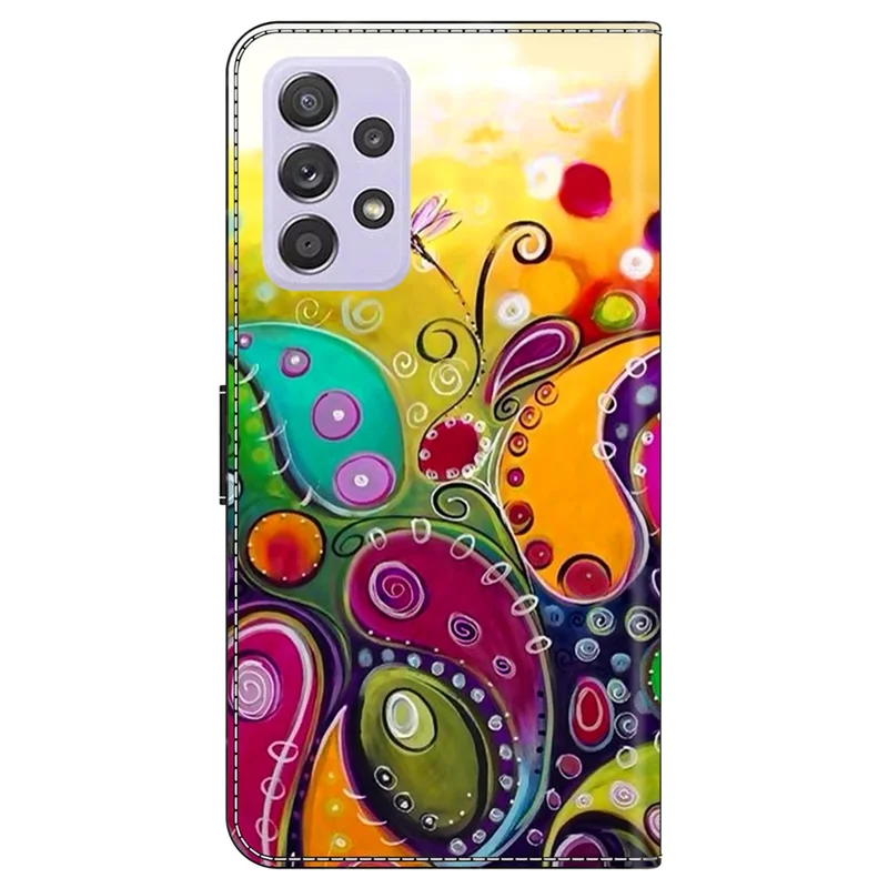 For Samsung Galaxy A52 4G / 5G / A52s 5G Case Pattern Printing Flip Folio Leather Phone Cover - Colorful Flower Vine