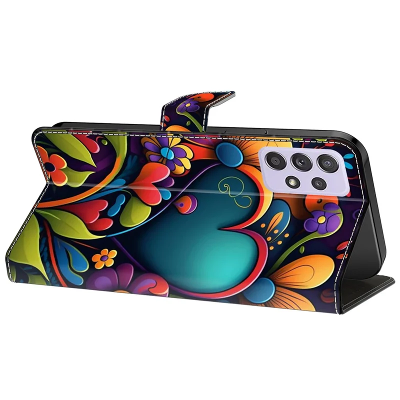 For Samsung Galaxy A52 4G / 5G / A52s 5G Case Pattern Printing Flip Folio Leather Phone Cover - Paint Flower