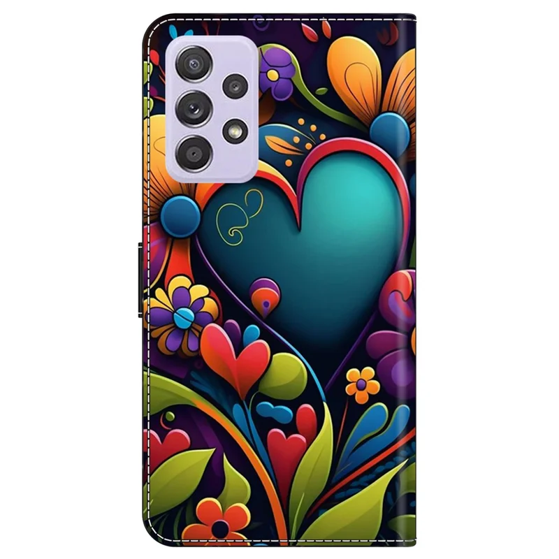 For Samsung Galaxy A52 4G / 5G / A52s 5G Case Pattern Printing Flip Folio Leather Phone Cover - Paint Flower