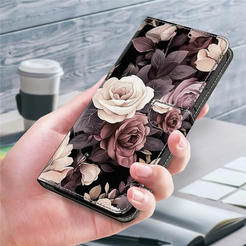For Samsung Galaxy A52 4G / 5G / A52s 5G Case Pattern Printing Flip Folio Leather Phone Cover - Rose