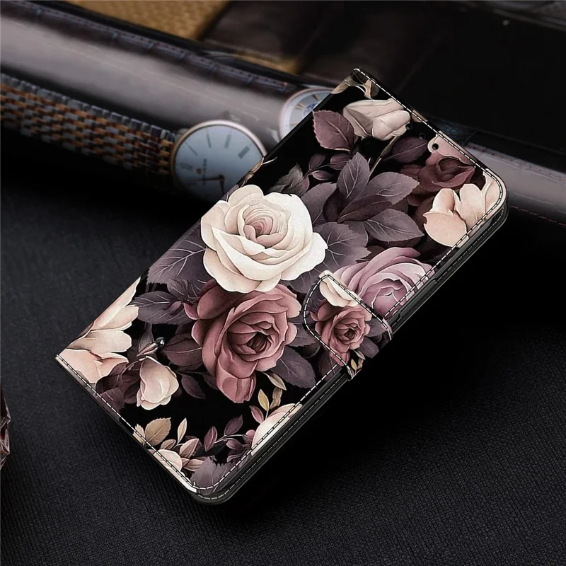 For Samsung Galaxy A52 4G / 5G / A52s 5G Case Pattern Printing Flip Folio Leather Phone Cover - Rose