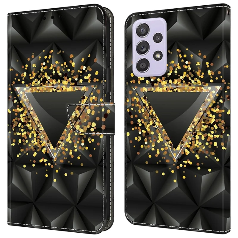 For Samsung Galaxy A52 4G / 5G / A52s 5G Case Pattern Printing Flip Folio Leather Phone Cover - Rhombus