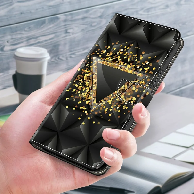 For Samsung Galaxy A52 4G / 5G / A52s 5G Case Pattern Printing Flip Folio Leather Phone Cover - Rhombus