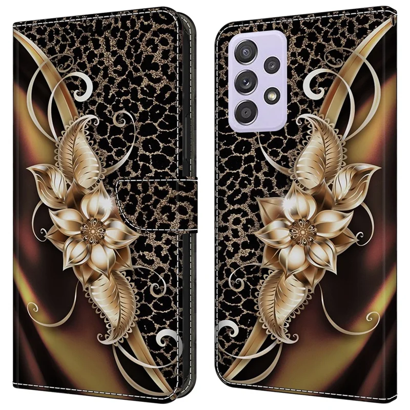 For Samsung Galaxy A52 4G / 5G / A52s 5G Case Pattern Printing Flip Folio Leather Phone Cover - Metal Flower