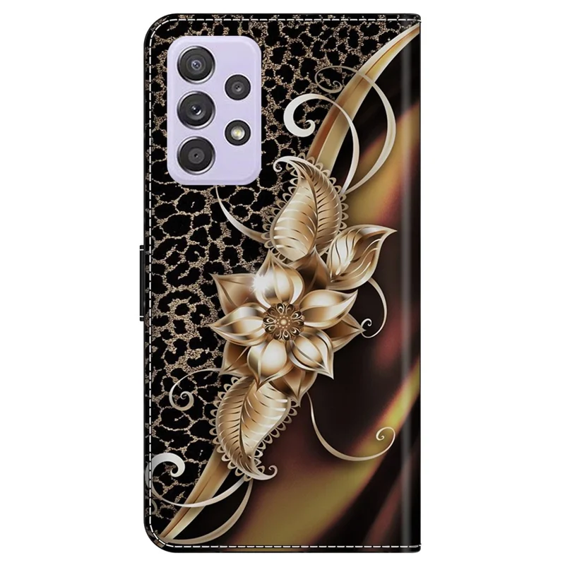 For Samsung Galaxy A52 4G / 5G / A52s 5G Case Pattern Printing Flip Folio Leather Phone Cover - Metal Flower