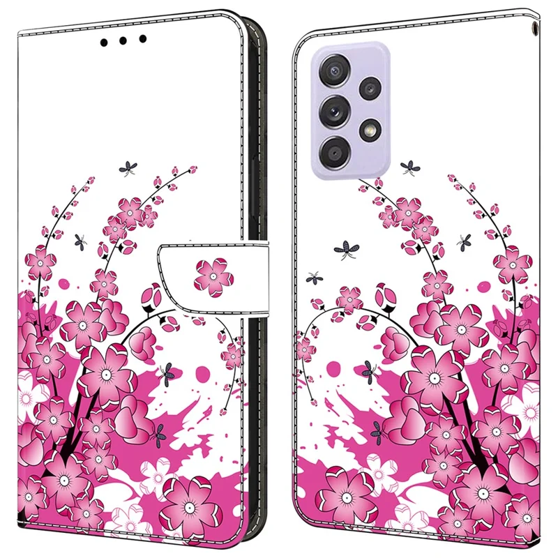 For Samsung Galaxy A52 4G / 5G / A52s 5G Case Pattern Printing Flip Folio Leather Phone Cover - Flower Vine
