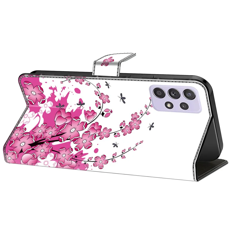 For Samsung Galaxy A52 4G / 5G / A52s 5G Case Pattern Printing Flip Folio Leather Phone Cover - Flower Vine