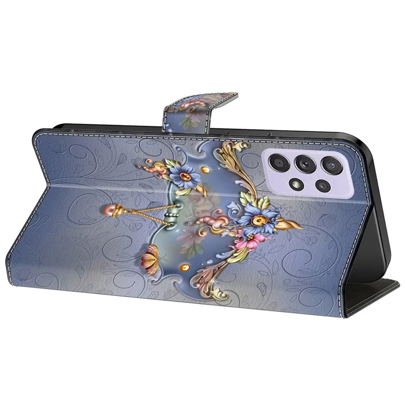 For Samsung Galaxy A52 4G / 5G / A52s 5G Case Pattern Printing Flip Folio Leather Phone Cover - Carving Flower