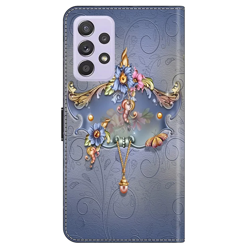 For Samsung Galaxy A52 4G / 5G / A52s 5G Case Pattern Printing Flip Folio Leather Phone Cover - Carving Flower