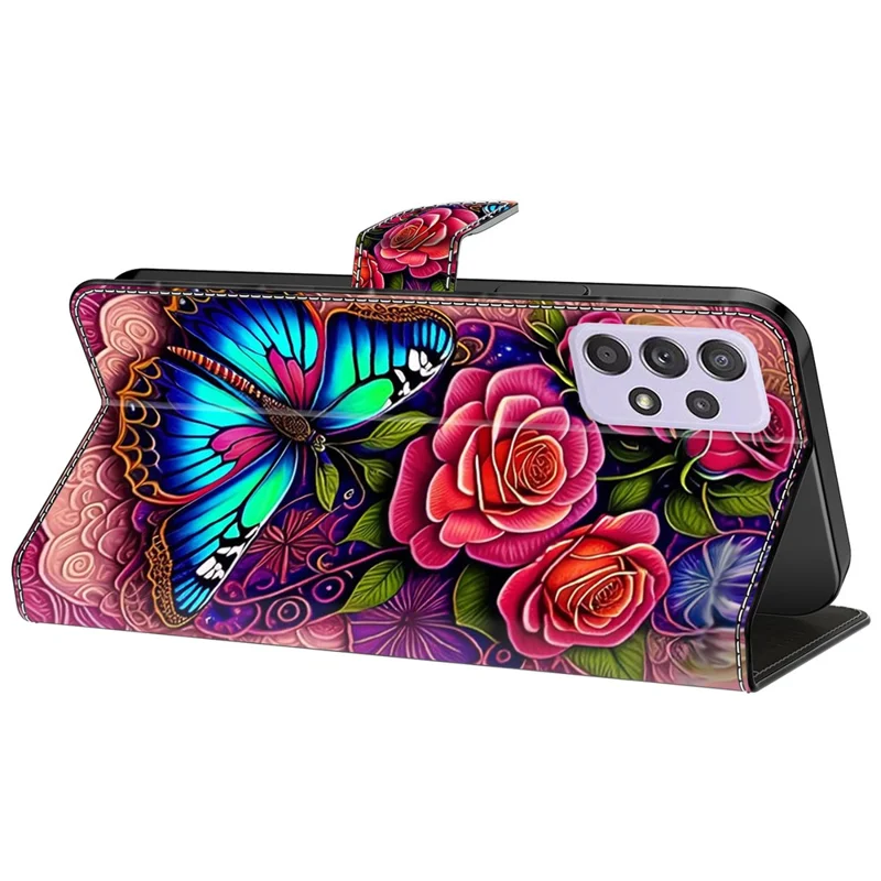 For Samsung Galaxy A52 4G / 5G / A52s 5G Case Pattern Printing Flip Folio Leather Phone Cover - Colorful Butterfly
