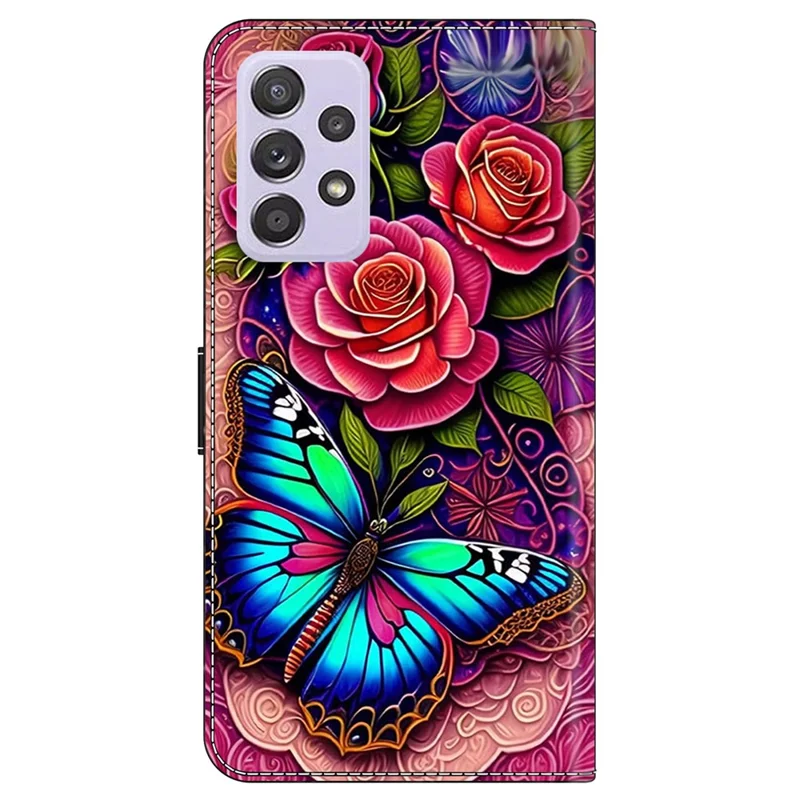 For Samsung Galaxy A52 4G / 5G / A52s 5G Case Pattern Printing Flip Folio Leather Phone Cover - Colorful Butterfly