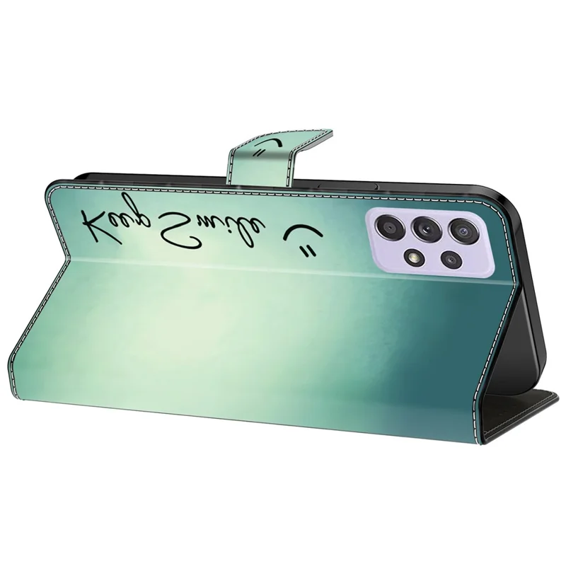 For Samsung Galaxy A52 4G / 5G / A52s 5G Case Pattern Printing Flip Folio Leather Phone Cover - Keep Smile