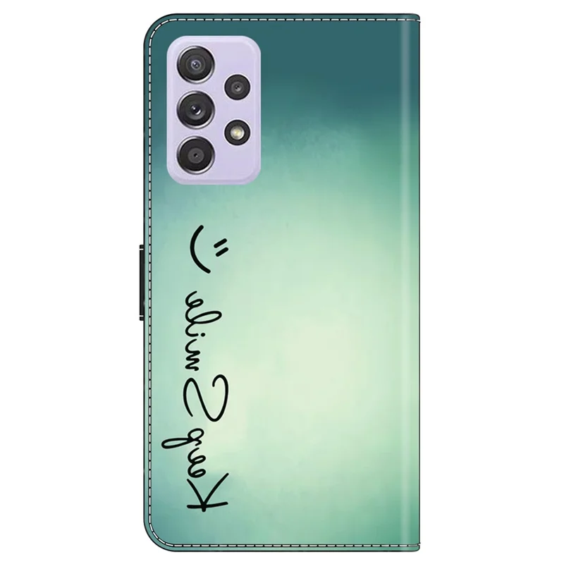 For Samsung Galaxy A52 4G / 5G / A52s 5G Case Pattern Printing Flip Folio Leather Phone Cover - Keep Smile