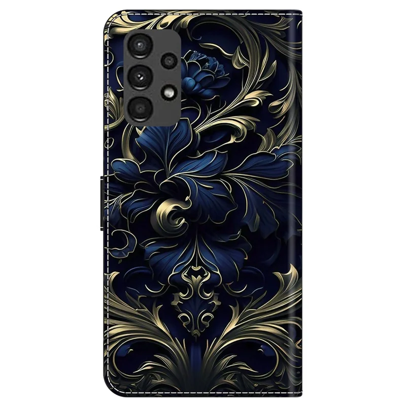 For Samsung Galaxy A13 5G / A13 4G Wallet Case Pattern Print Leather Phone Cover Mobile Accessories   - Blue Flower