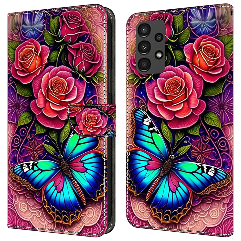 Para Samsung Galaxy A13 5G / A13 4G Capa Carteira Impressão de Padrão de Couro Capa de Telefone Móvel Acessórios Atacado - Borboleta Colorida