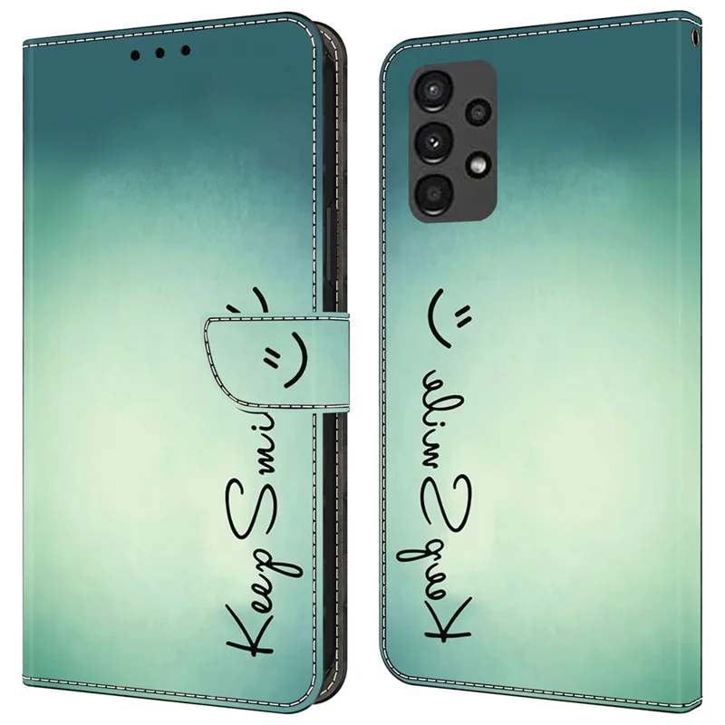 For Samsung Galaxy A13 5G / A13 4G Wallet Case Pattern Print Leather Phone Cover Mobile Accessories   - Keep Smile