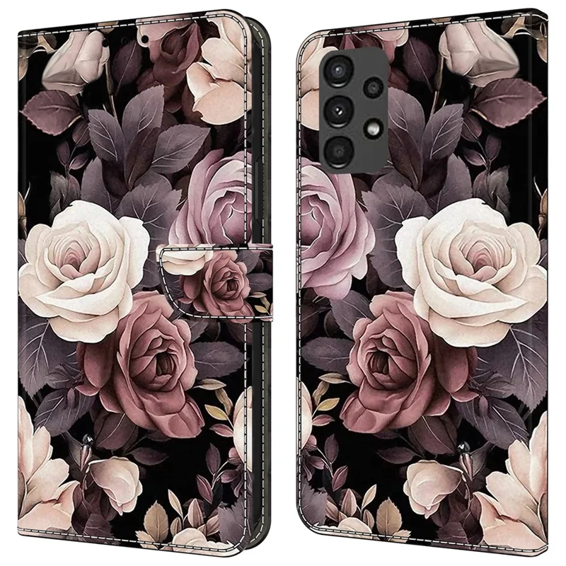 For Samsung Galaxy A13 5G / A13 4G Wallet Case Pattern Print Leather Phone Cover Mobile Accessories   - Rose