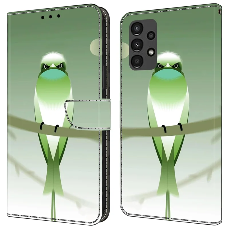 Per Samsung Galaxy A13 5G / A13 4G Custodia Portafoglio Stampa Modello Custodia in Pelle Accessori per Cellulari Vendita all'ingrosso - Uccello Verde