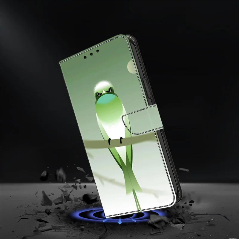 Per Samsung Galaxy A13 5G / A13 4G Custodia Portafoglio Stampa Modello Custodia in Pelle Accessori per Cellulari Vendita all'ingrosso - Uccello Verde