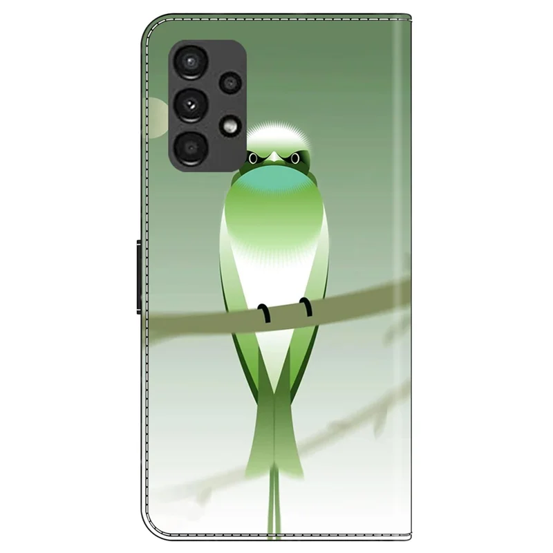 Per Samsung Galaxy A13 5G / A13 4G Custodia Portafoglio Stampa Modello Custodia in Pelle Accessori per Cellulari Vendita all'ingrosso - Uccello Verde