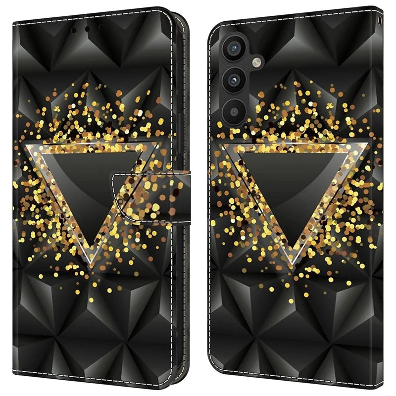 For Samsung Galaxy A34 5G   Case Pattern Print Leather Flip Phone Cover with Wallet - Rhombus