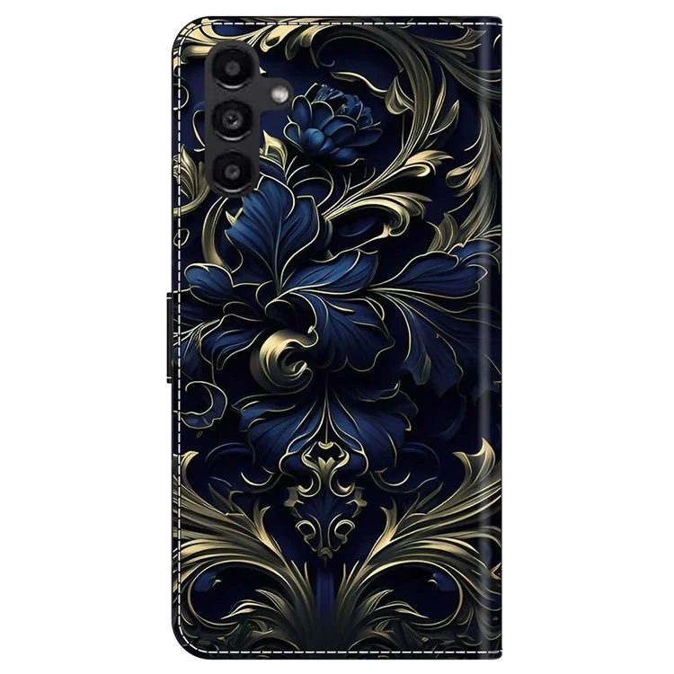 For Samsung Galaxy A14 5G / A14 4G Phone Case Wholesale Pattern Print Leather Wallet Cover - Blue Flower