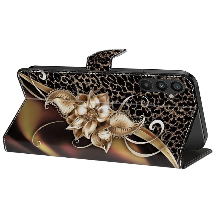 Para Samsung Galaxy A15 4G / 5G Funda Cuero PU Cierre Magnético Función Soporte Patrón Impreso - Flor Metálica