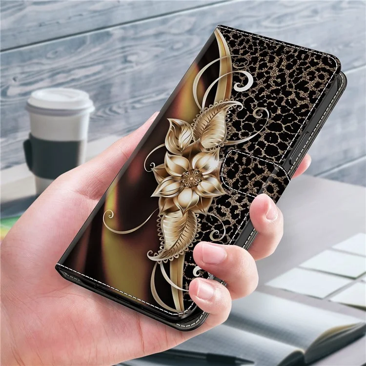 Para Samsung Galaxy A15 4G / 5G Funda Cuero PU Cierre Magnético Función Soporte Patrón Impreso - Flor Metálica