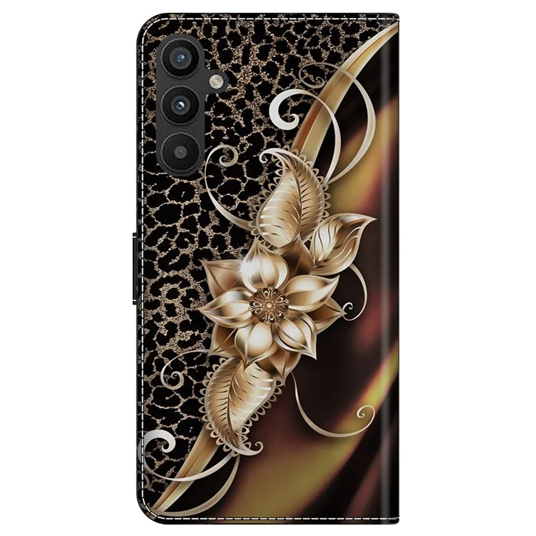 Para Samsung Galaxy A15 4G / 5G Funda Cuero PU Cierre Magnético Función Soporte Patrón Impreso - Flor Metálica