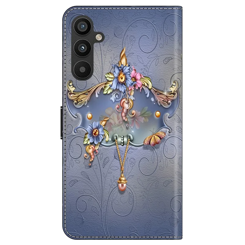 For Samsung Galaxy A15 4G / 5G Case PU Leather Magnetic Clasp Stand Function Phone Cover Pattern Printed - Carving Flower