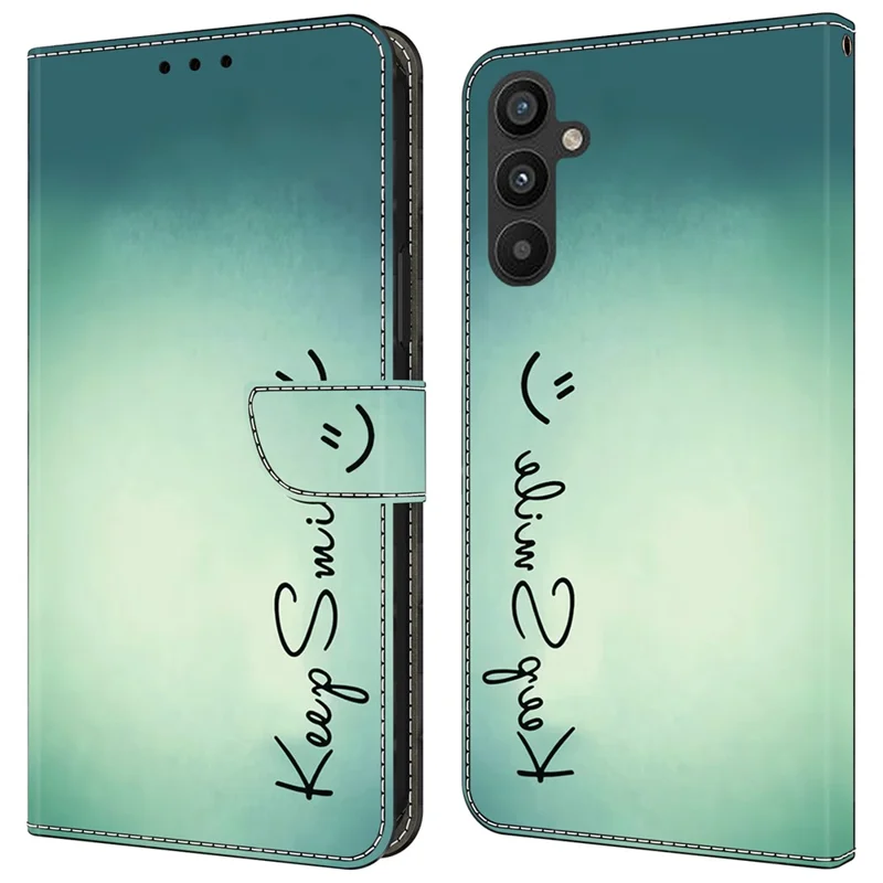 Per Samsung Galaxy A15 4G / 5G Custodia in Pelle PU con Chiusura Magnetica Funzione Supporto Copertura del Telefono Motivo Stampato - Mantieni il Sorriso