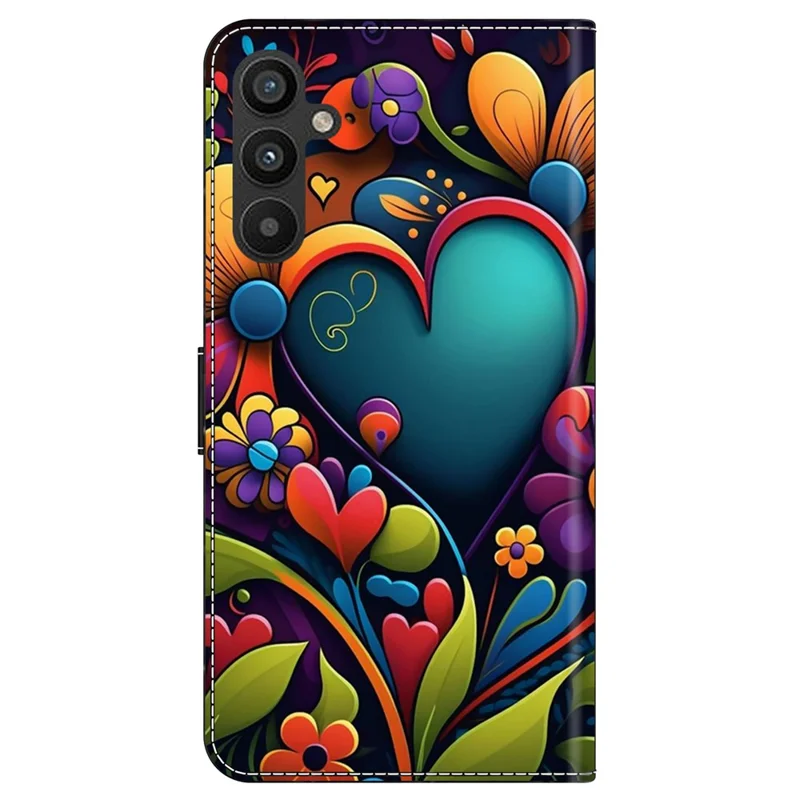For Samsung Galaxy A15 4G / 5G Case PU Leather Magnetic Clasp Stand Function Phone Cover Pattern Printed - Paint Flower