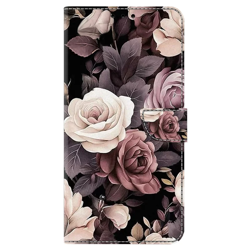 For Samsung Galaxy A15 4G / 5G Case PU Leather Magnetic Clasp Stand Function Phone Cover Pattern Printed - Rose