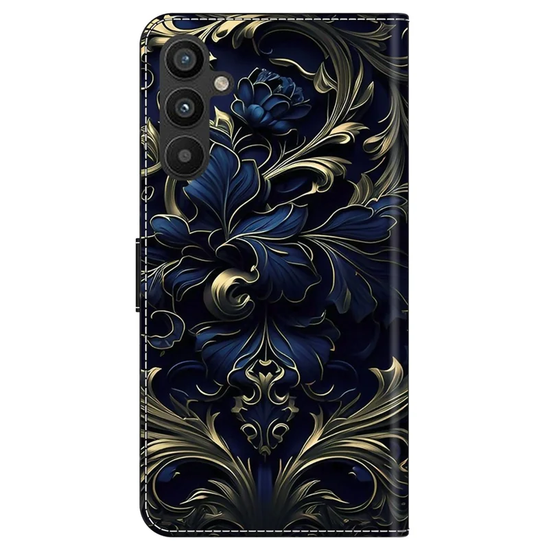 Per Samsung Galaxy A15 4G / 5G Cover in Pelle PU con Fermaglio Magnetico Funzione di Supporto Cover per Telefono con Motivo Stampato - Fiore Blu