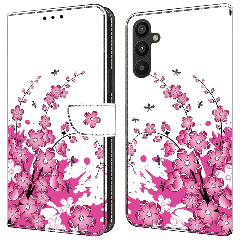 For Samsung Galaxy A25 5G (Global) (161.0 x 76.5 x 8.3mm) Case Wallet Scratch-resistant Phone Stand Cover - Flower Vine