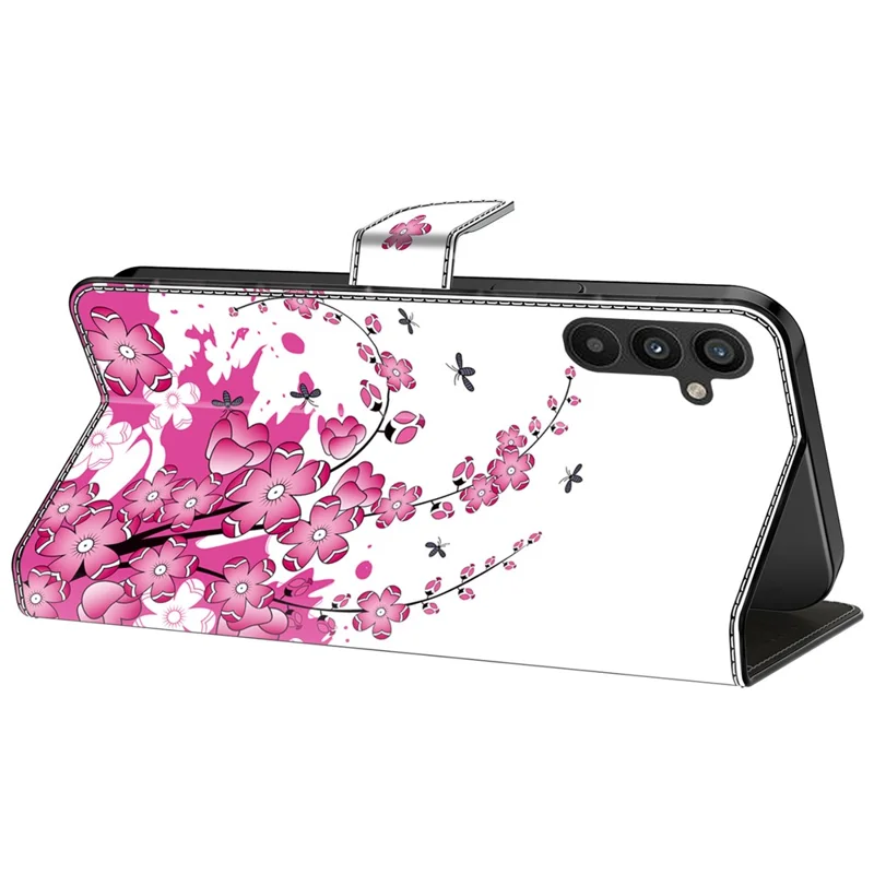 For Samsung Galaxy A25 5G (Global) (161.0 x 76.5 x 8.3mm) Case Wallet Scratch-resistant Phone Stand Cover - Flower Vine