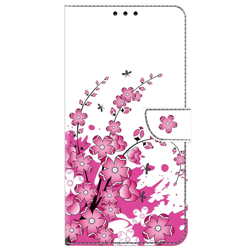 For Samsung Galaxy A25 5G (Global) (161.0 x 76.5 x 8.3mm) Case Wallet Scratch-resistant Phone Stand Cover - Flower Vine